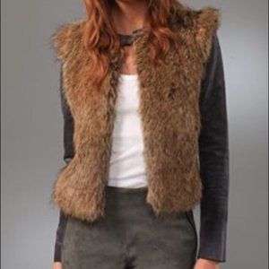 Twelfth Street by Cynthia Vincent Faux Fur Front and Genuine Suede Jacket Sz 6
